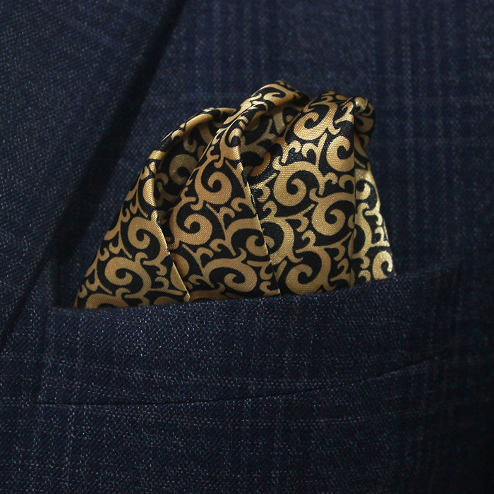 Mini Golden Paisley Pocket Square