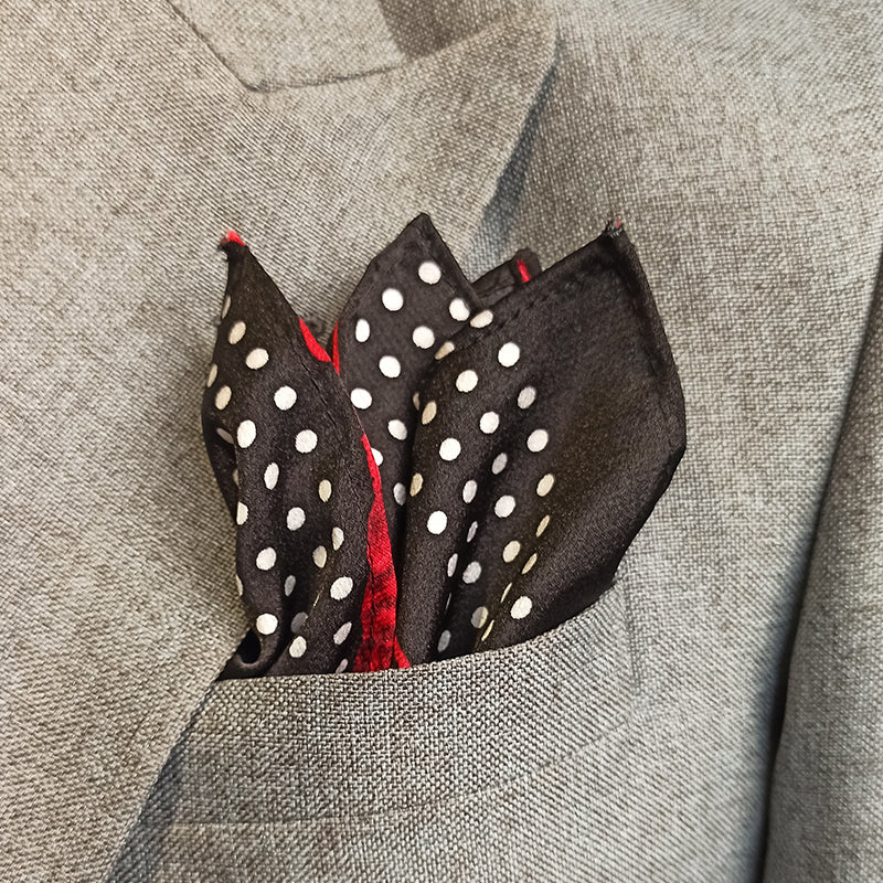 THE POLKA TASSELS SILK POCKET SQUARE