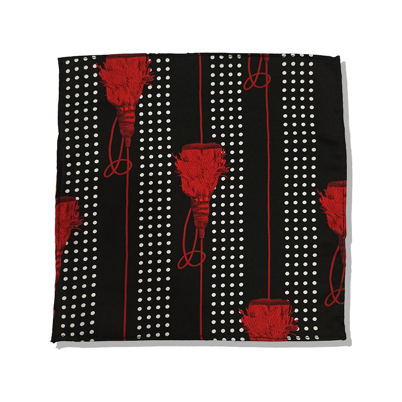 THE POLKA TASSELS SILK POCKET SQUARE