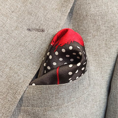 THE POLKA TASSELS SILK POCKET SQUARE