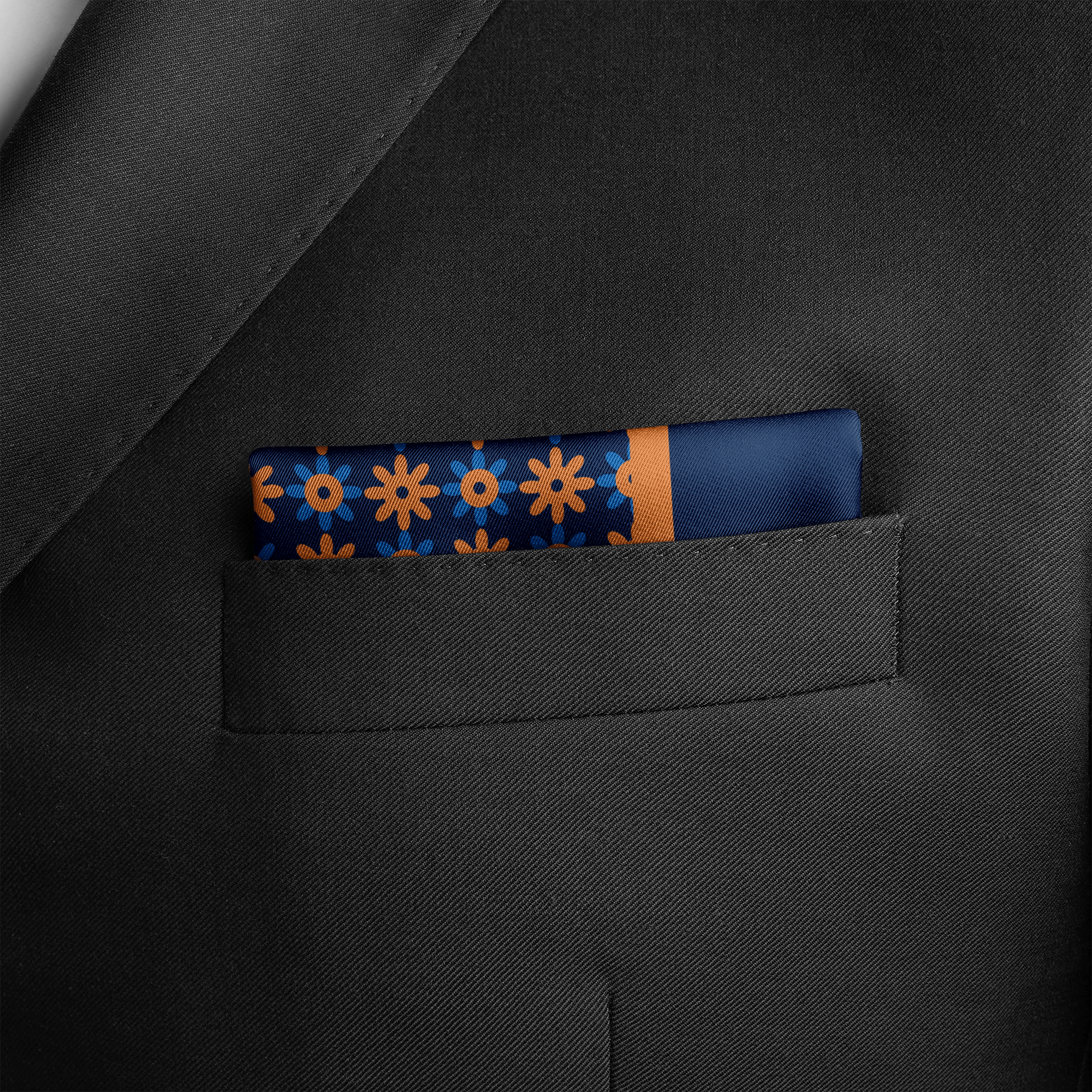 W21- POLKA FLOWER SILK POCKET SQUARE