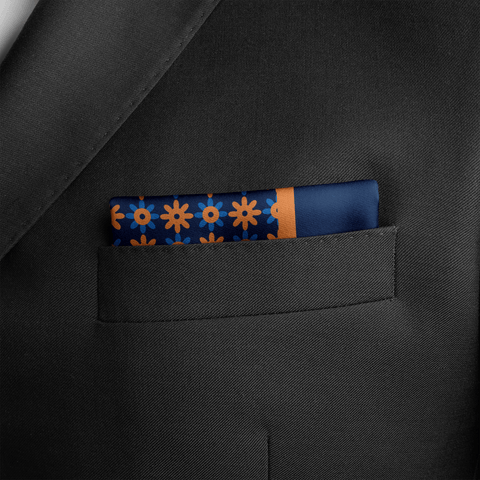 W21- Polka Flower SILK POCKET SQUARE