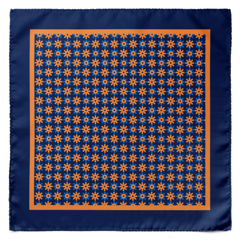 W21- Polka Flower SILK POCKET SQUARE