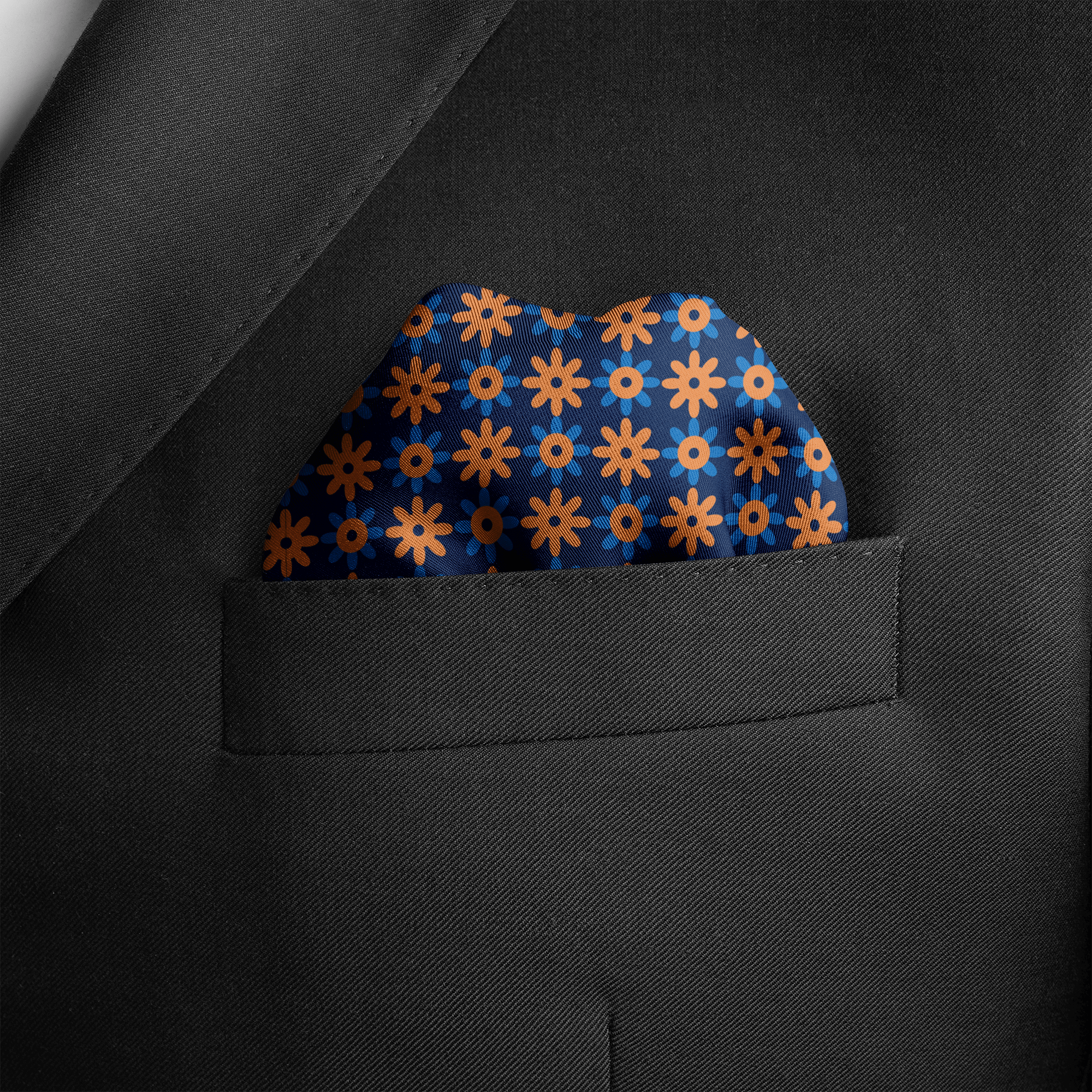 W21- POLKA FLOWER SILK POCKET SQUARE