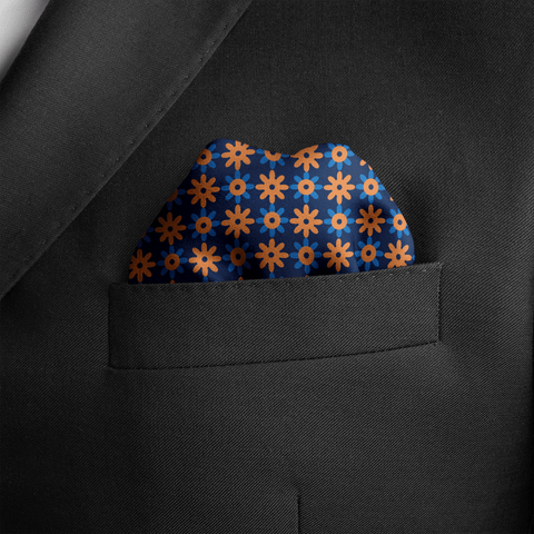 W21- Polka Flower SILK POCKET SQUARE