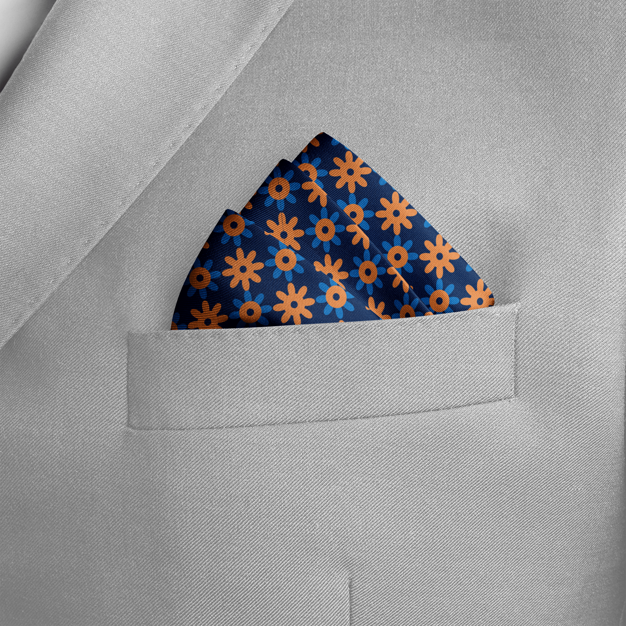W21- POLKA FLOWER SILK POCKET SQUARE