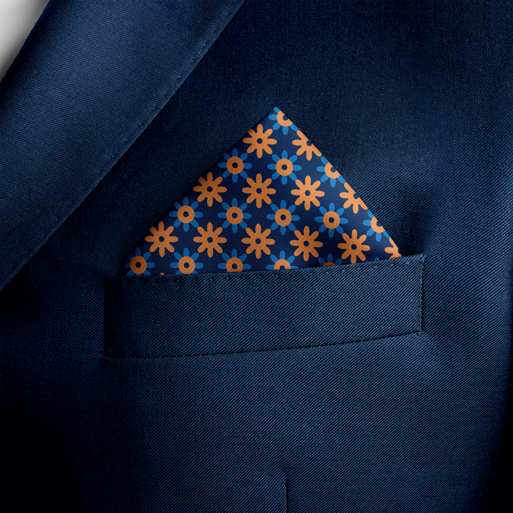 W21- POLKA FLOWER SILK POCKET SQUARE