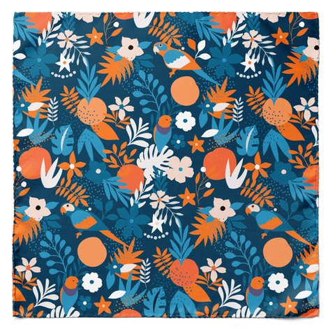 TROPICA BIRD SILK SCARF & POCKET SQUARE SET