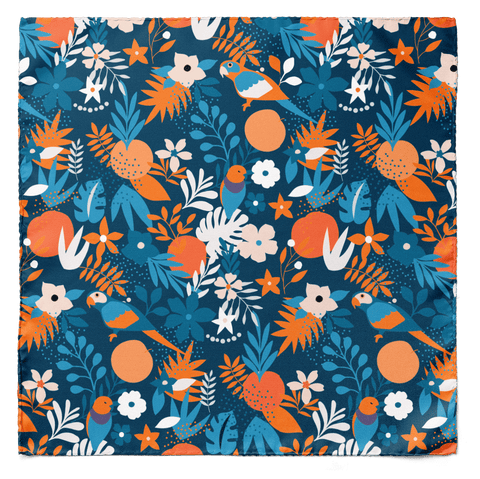 W21-Tropica Bird SILK POCKET SQUARE