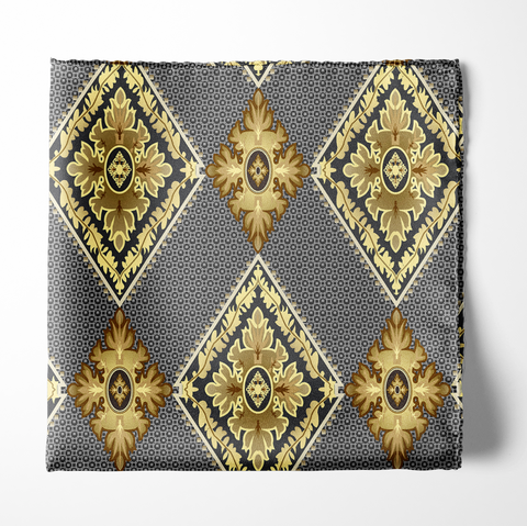 W21- Diamond Brick SILK POCKET SQUARE