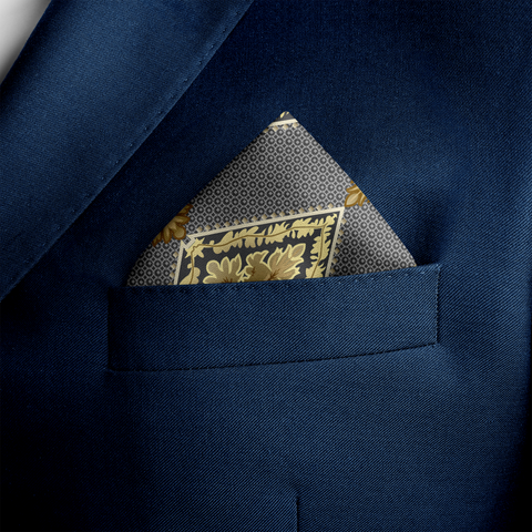 W21- Diamond Brick SILK POCKET SQUARE