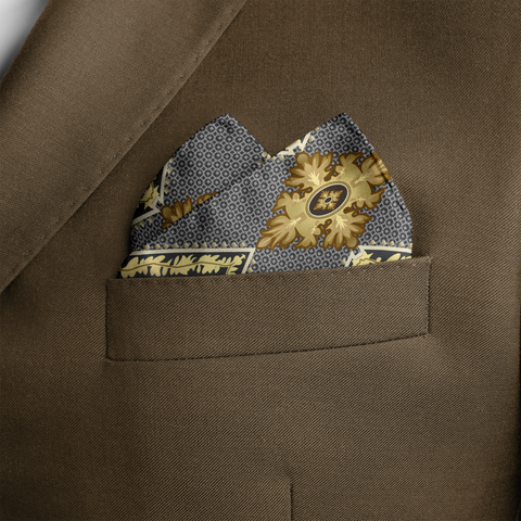 W21- Diamond Brick SILK POCKET SQUARE