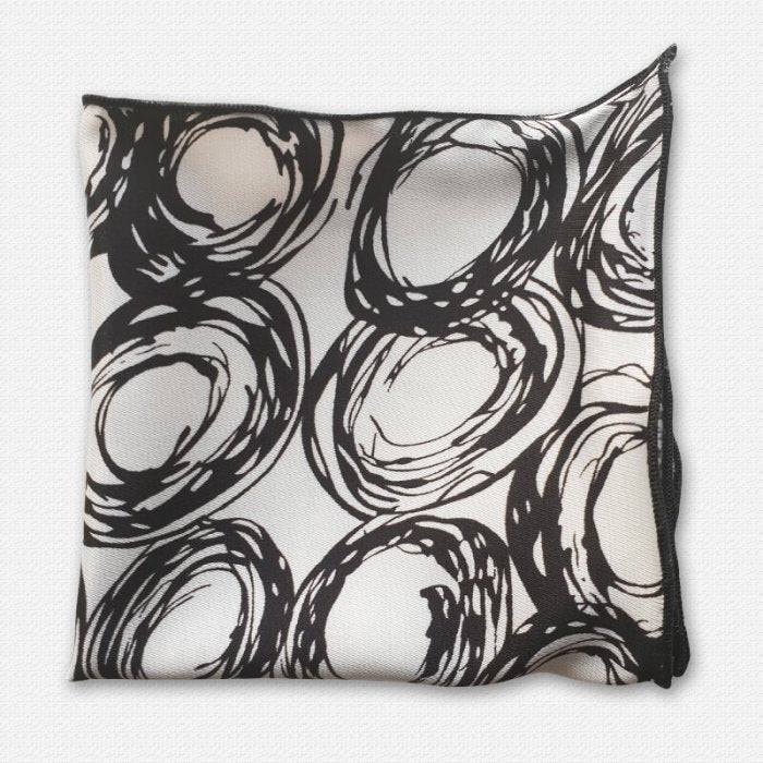 Black Spiral Pocket Square