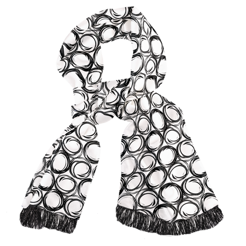 Black Spiral Silk  Scarf