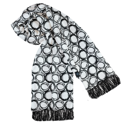 Black Spiral Silk  Scarf