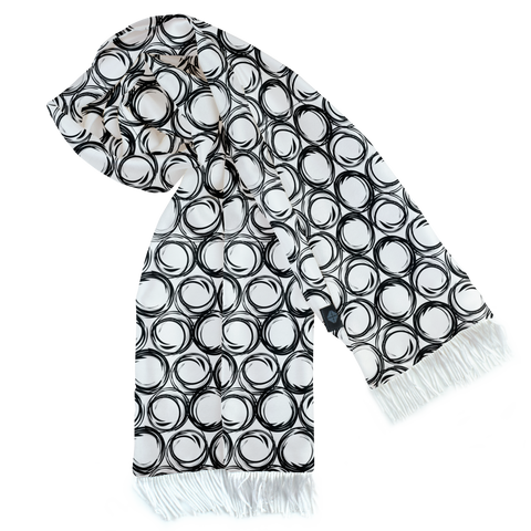 Black Spiral Silk  Scarf