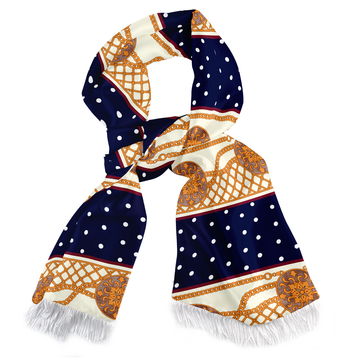 Blue & Gold Medal Silk Scarf