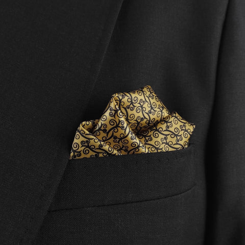 Golden Paisley Garden Pocket Square