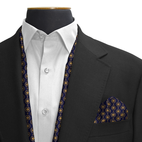 IRISH BLUE SILK SCARF AND POCKET SQUARE SET