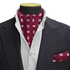 MAROON DIAMOND SILK CRAVAT & POCKET SQUARE SET