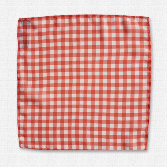 Orange Gingham Pocket Square