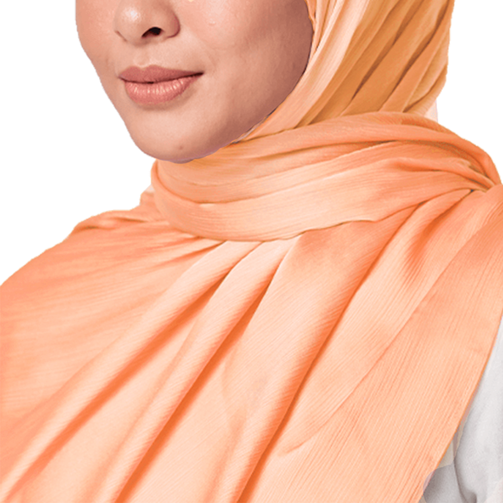 CORAL PEACH CRINKLE SILK SCARF