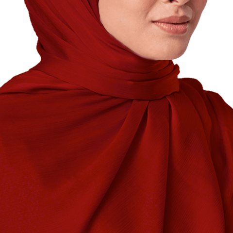 BOLD RED CRINKLE SILK SCARF