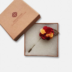 Red and Orange Gold Leaf Lapel Flower