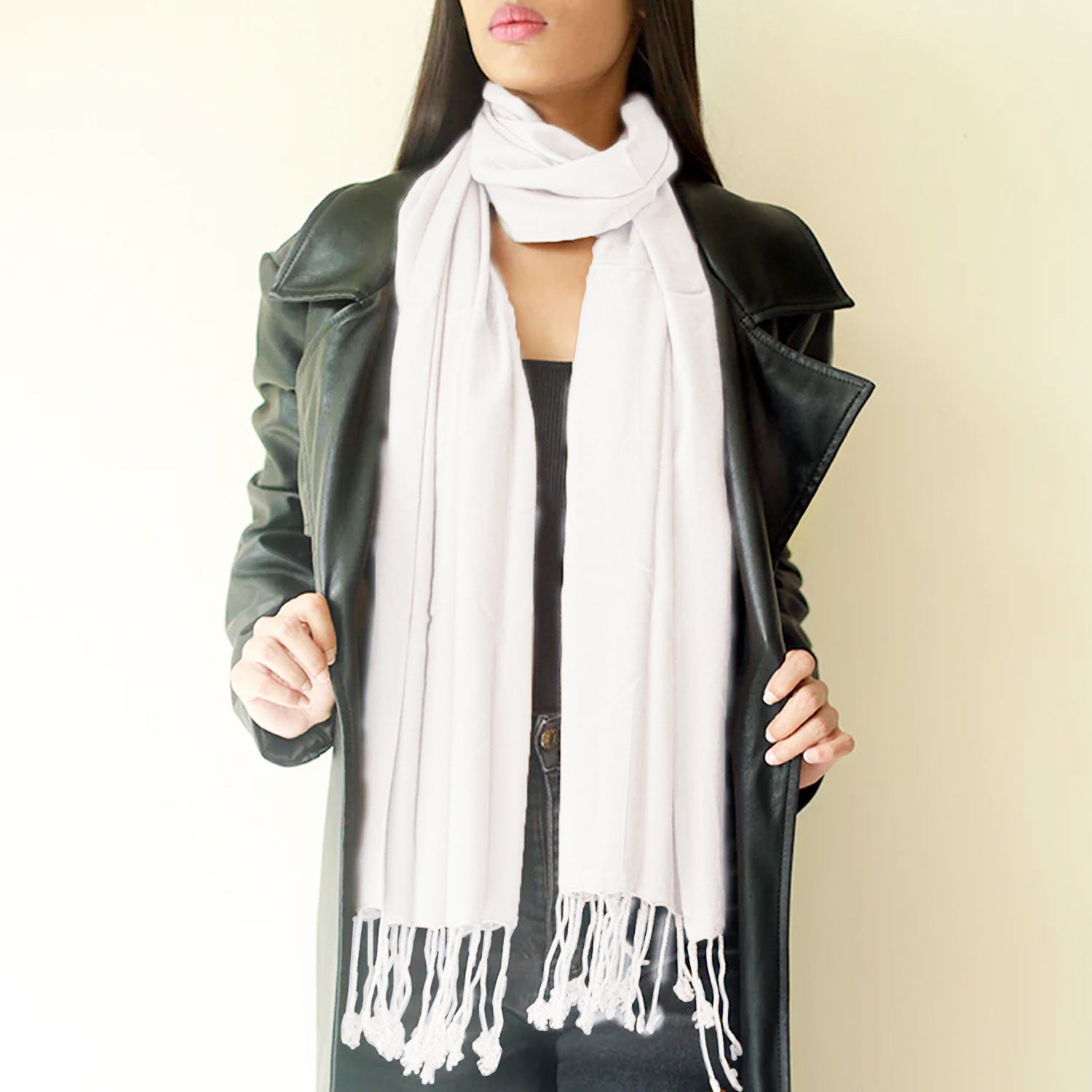 WHITE PEARL LAWN SCARF