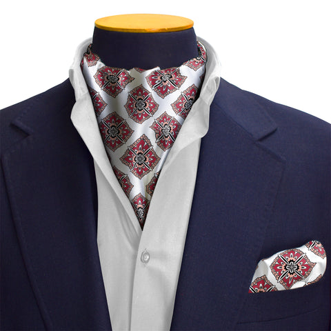 SWISS AJRAK SILK CRAVAT & POCKET SQUARE SET  (LUXE COLLECTION)