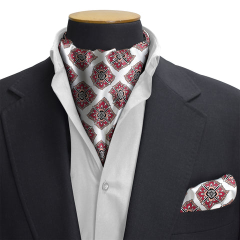 SWISS AJRAK SILK CRAVAT & POCKET SQUARE SET  (LUXE COLLECTION)